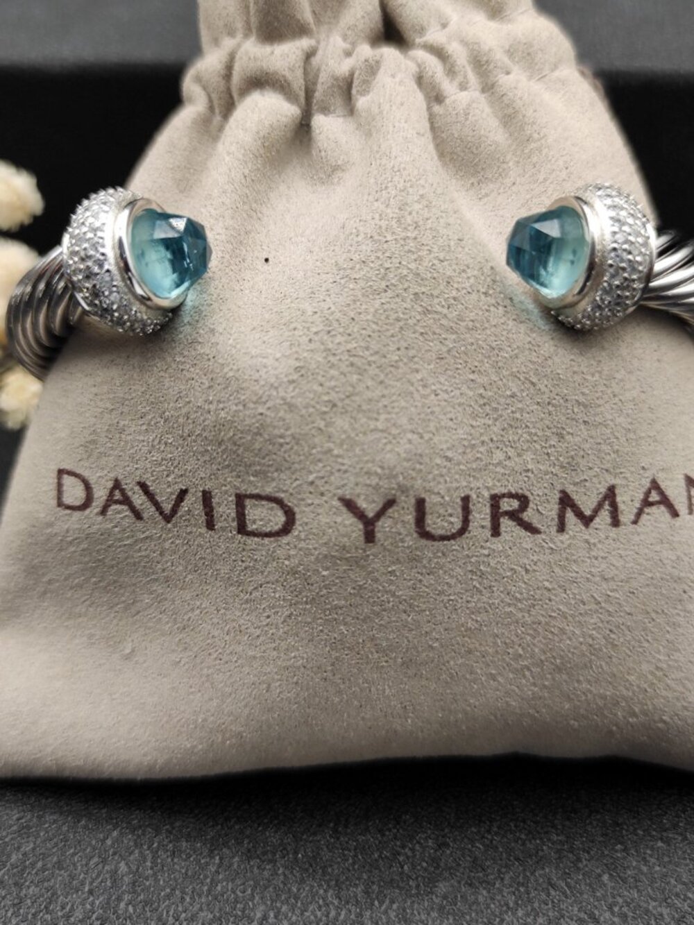David Yurman 7mm full-diamond blue diamond bracelet - Picture 3 of 7